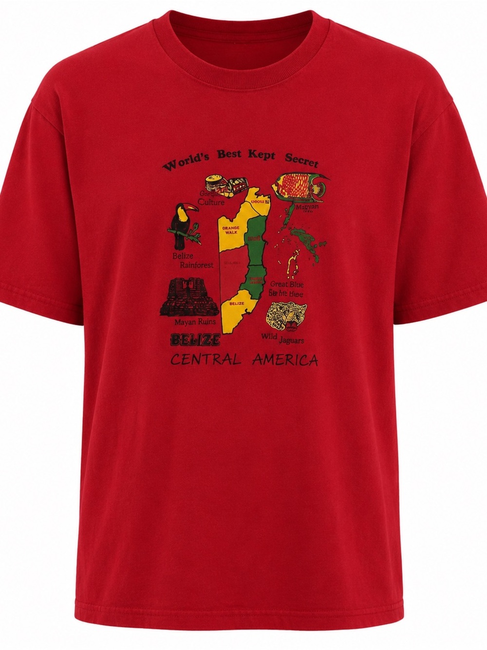 Belize Central America Graphic Red T-Shirt Mens Size XL